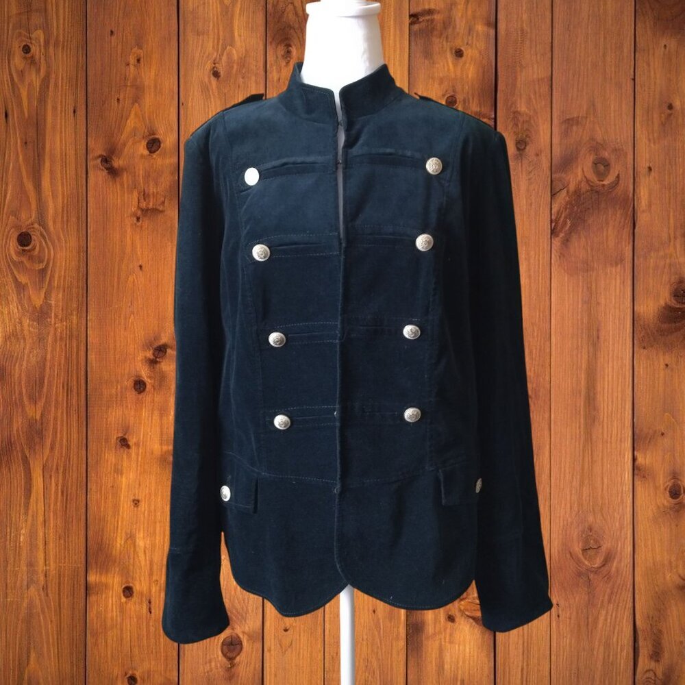 Marina Rinaldi Sport Black Long Sleeve Military Style Button Blazer Large - Picture 2 of 7